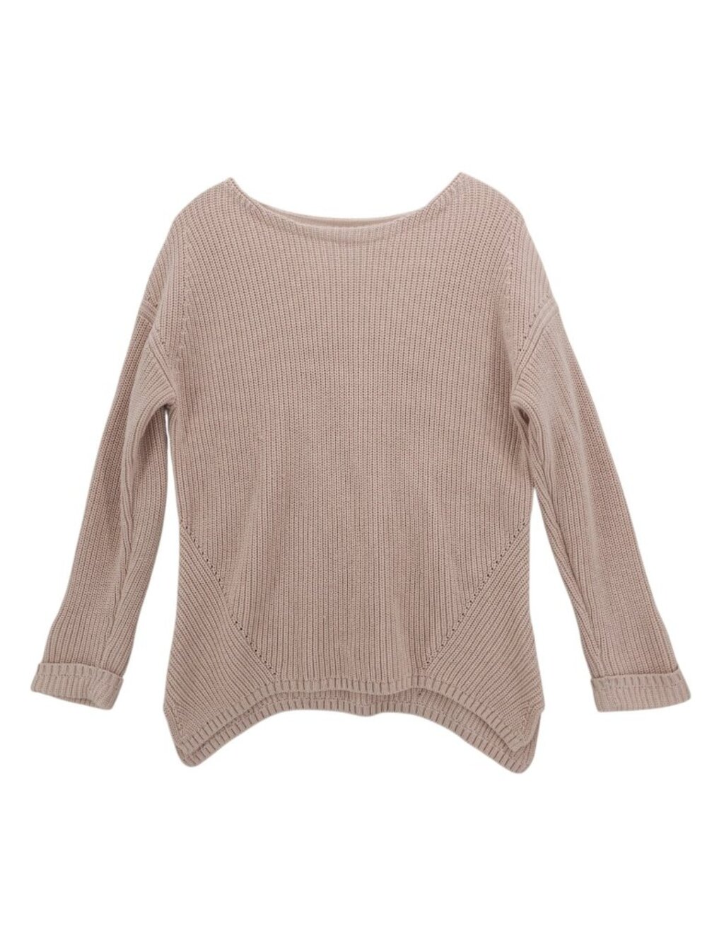 POETRY Ribbed Cotton Asymmetric Hem Knit Pullover Sweater Pale Pink Blush US 2